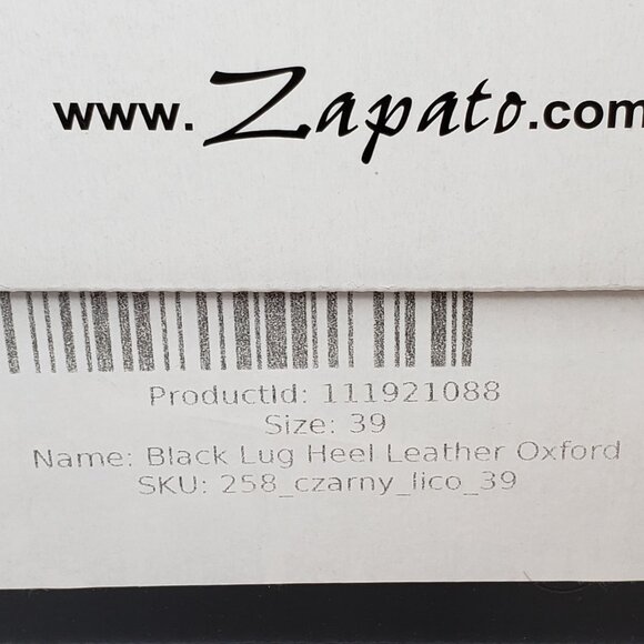 Zapato Black Lug Heel Leather Oxford - HAML6 - Picture 2 of 8